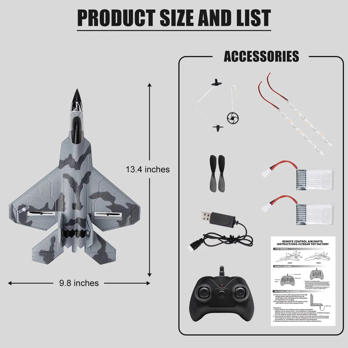 Remote Control Planes for Adults with 2 Batteries, F22 Raptor RC Airplanes for Kids 14+