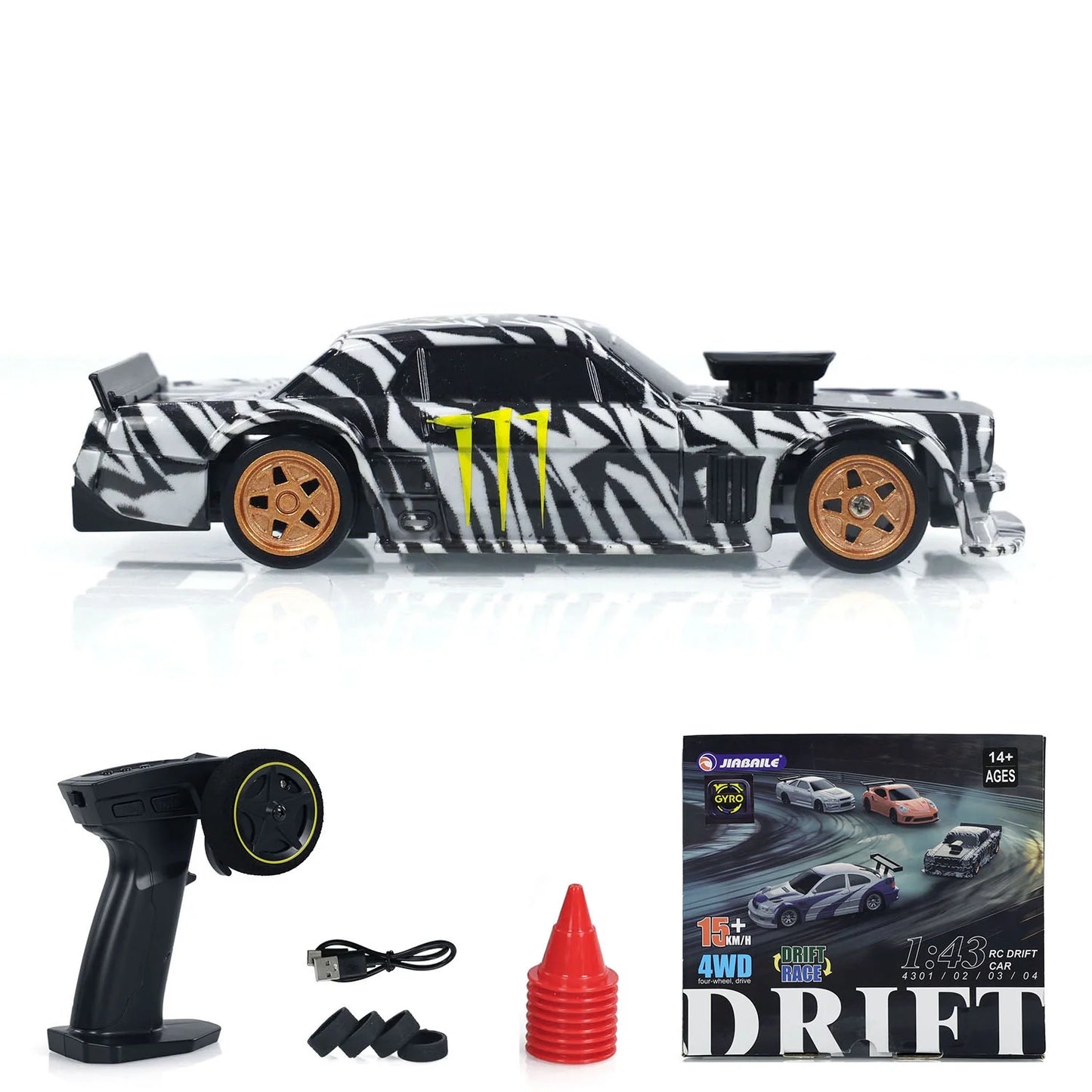 1/43 Scale RC Drift Race Car Gyro 4WD Ready to Go Mini Car Toy High Speed Model